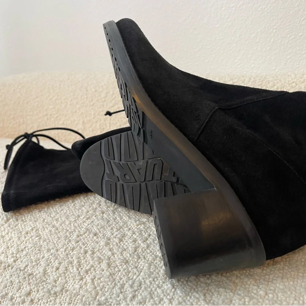 Stuart Weitzman Elevated Black Suede Over The Knee Boots
